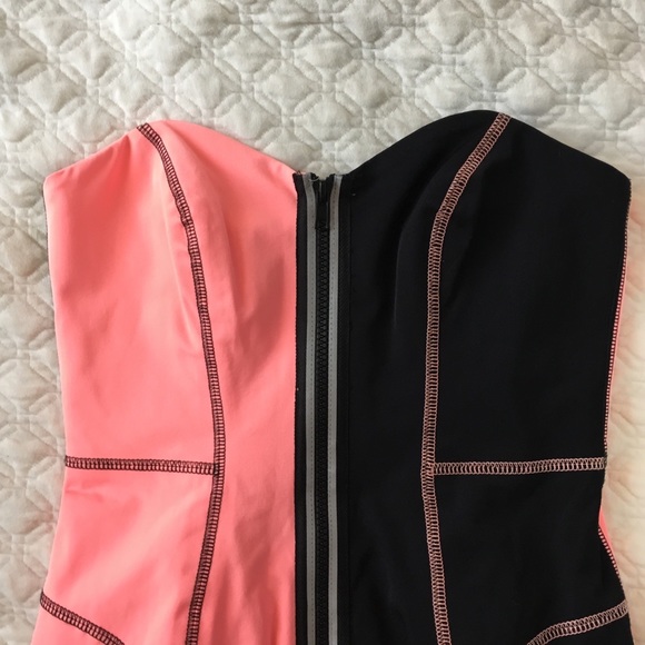 Milly Strapless Colorblock Neon Dress Scuba 2 - Picture 2 of 5